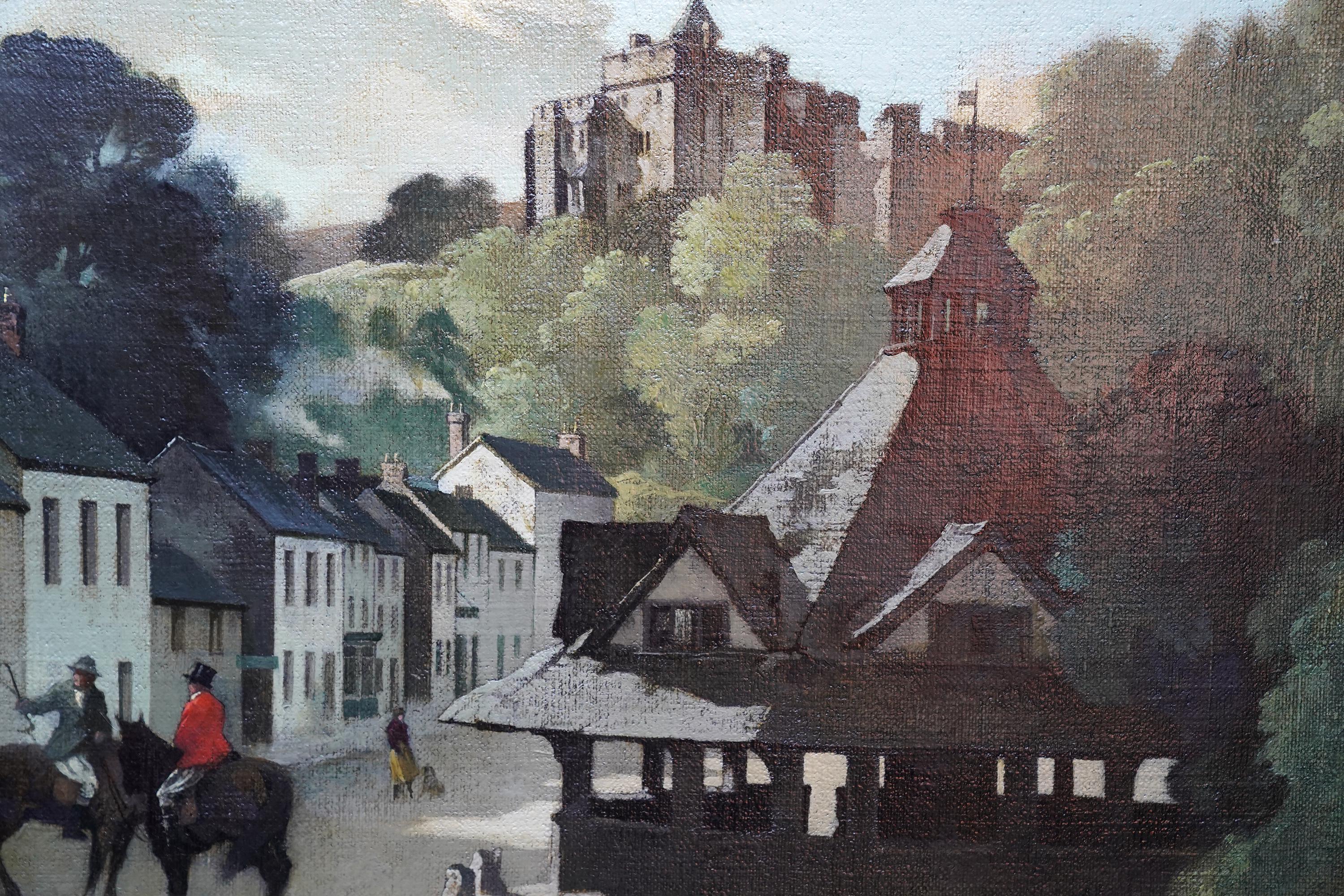 The Yarn Market, Dunster, Somerset - British 1940's townscape art oil painting For Sale 1