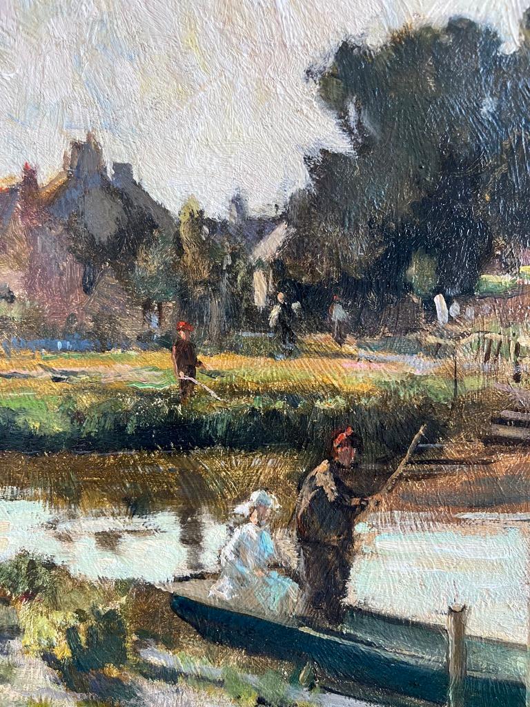 Bertram Priestman British Impressionist oil painting punting scene For Sale 9