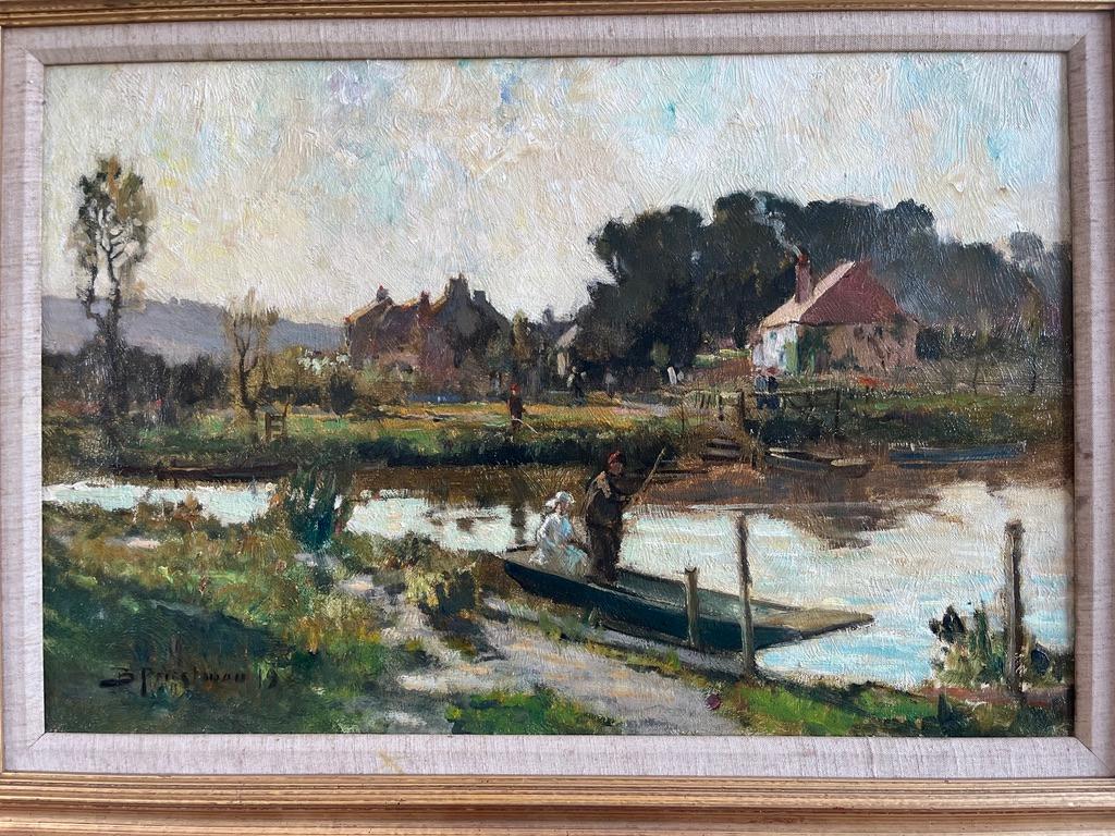 Bertram Priestman British Impressionist oil painting punting scene For Sale 10