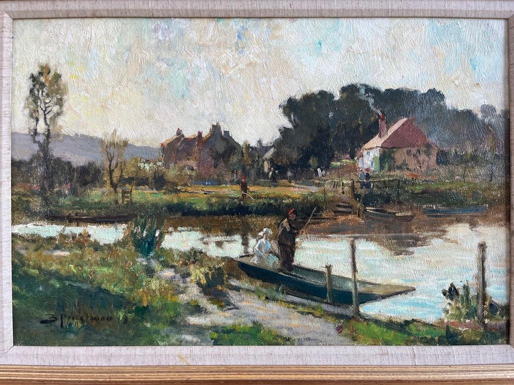Bertram Priestman British Impressionist oil painting punting scene For Sale 13