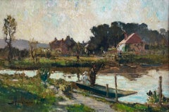 Bertram Priestman British Impressionist oil painting punting scene