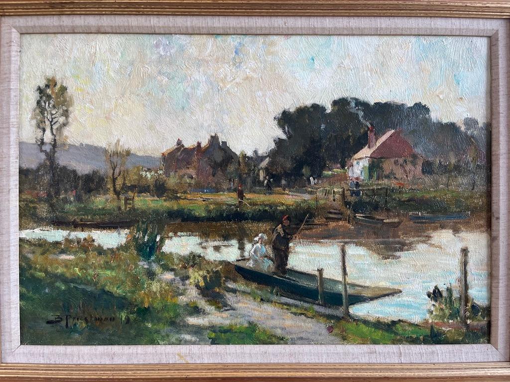 Bertram Priestman British Impressionist oil painting punting scene For Sale 2