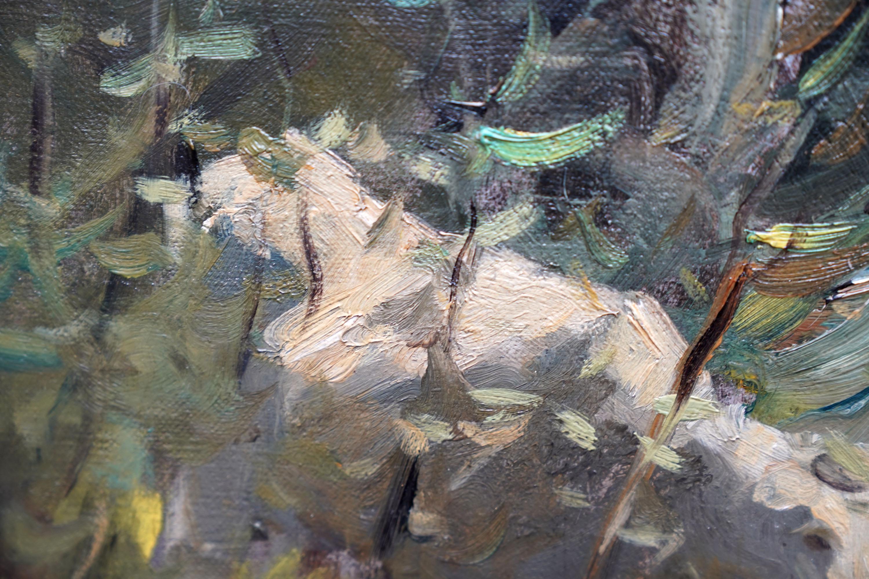 Mucche paesaggio fiume Wharfe Yorkshire - pittura ad olio impressionista britannica del 1901 in vendita 5