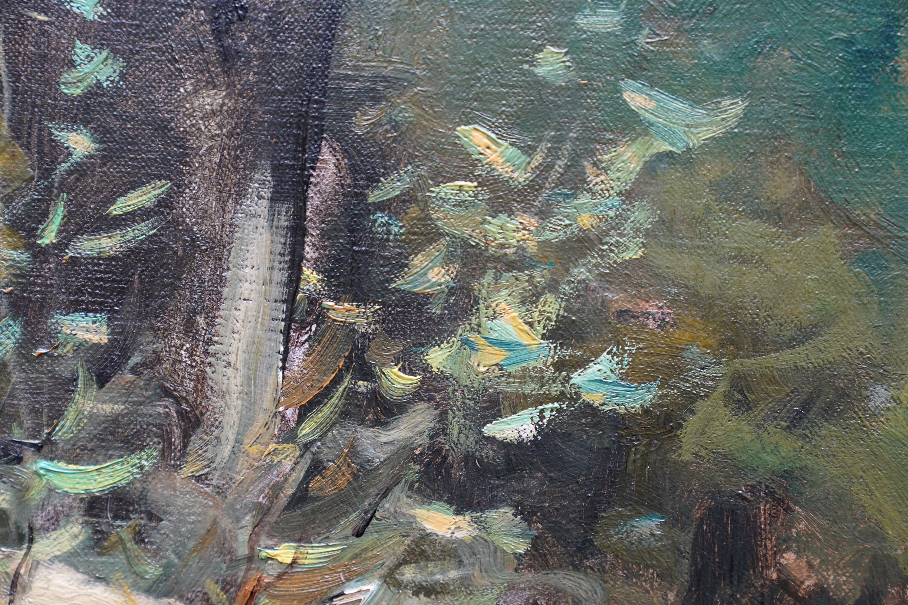 Mucche paesaggio fiume Wharfe Yorkshire - pittura ad olio impressionista britannica del 1901 in vendita 1