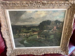 Early Twentieth Century Impressionist Oil Painting Landscape of Ludlow Castle