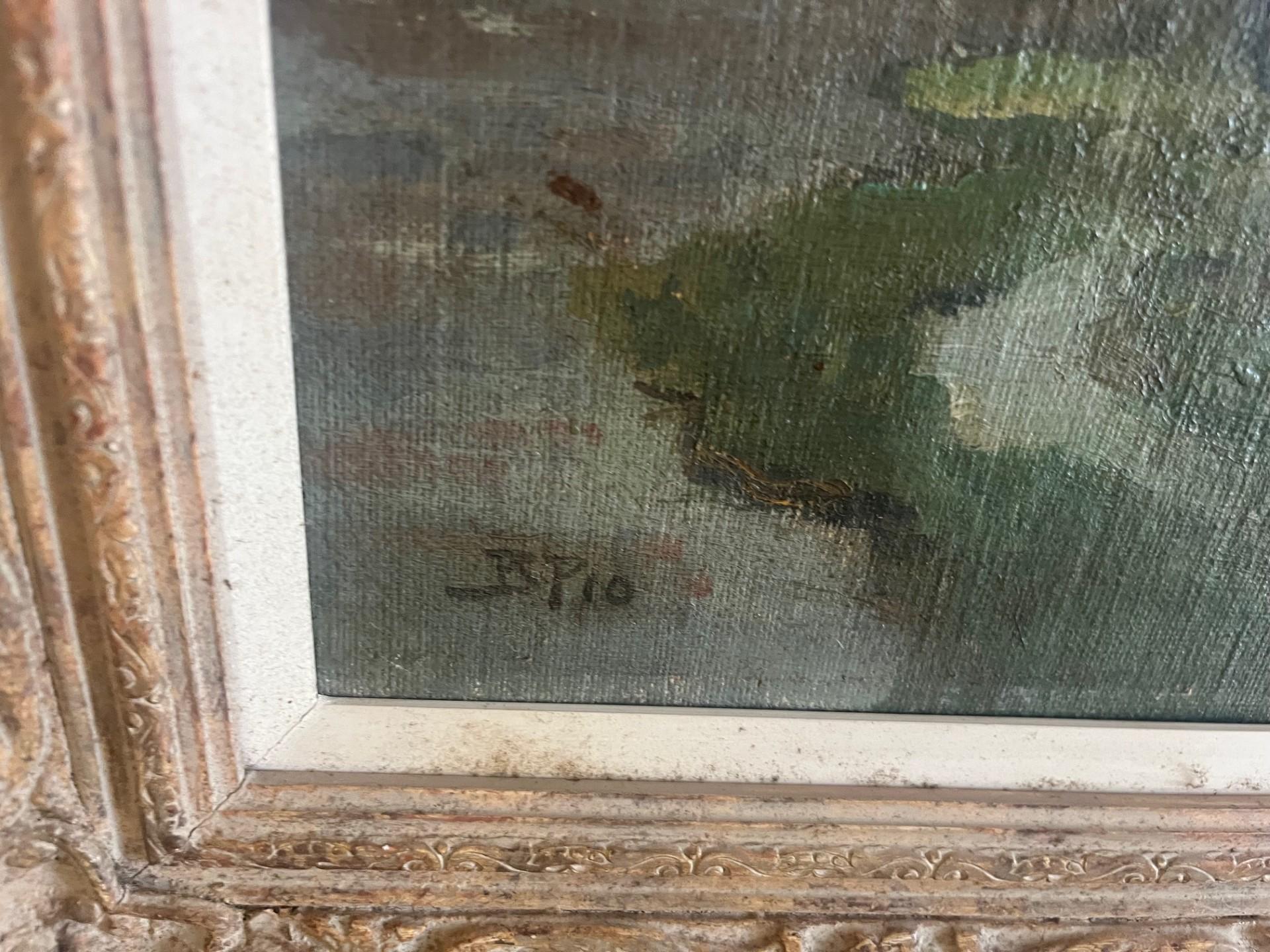 Early Twentieth Century Impressionist landscape Oil Painting of a Passing Storm over Ludlow , with the Castle and Dinham Bridge and Cattle in the Fields.  Oil on Canvas, laid on artists board and Framed in a handmade Impressionist style Frame.

This