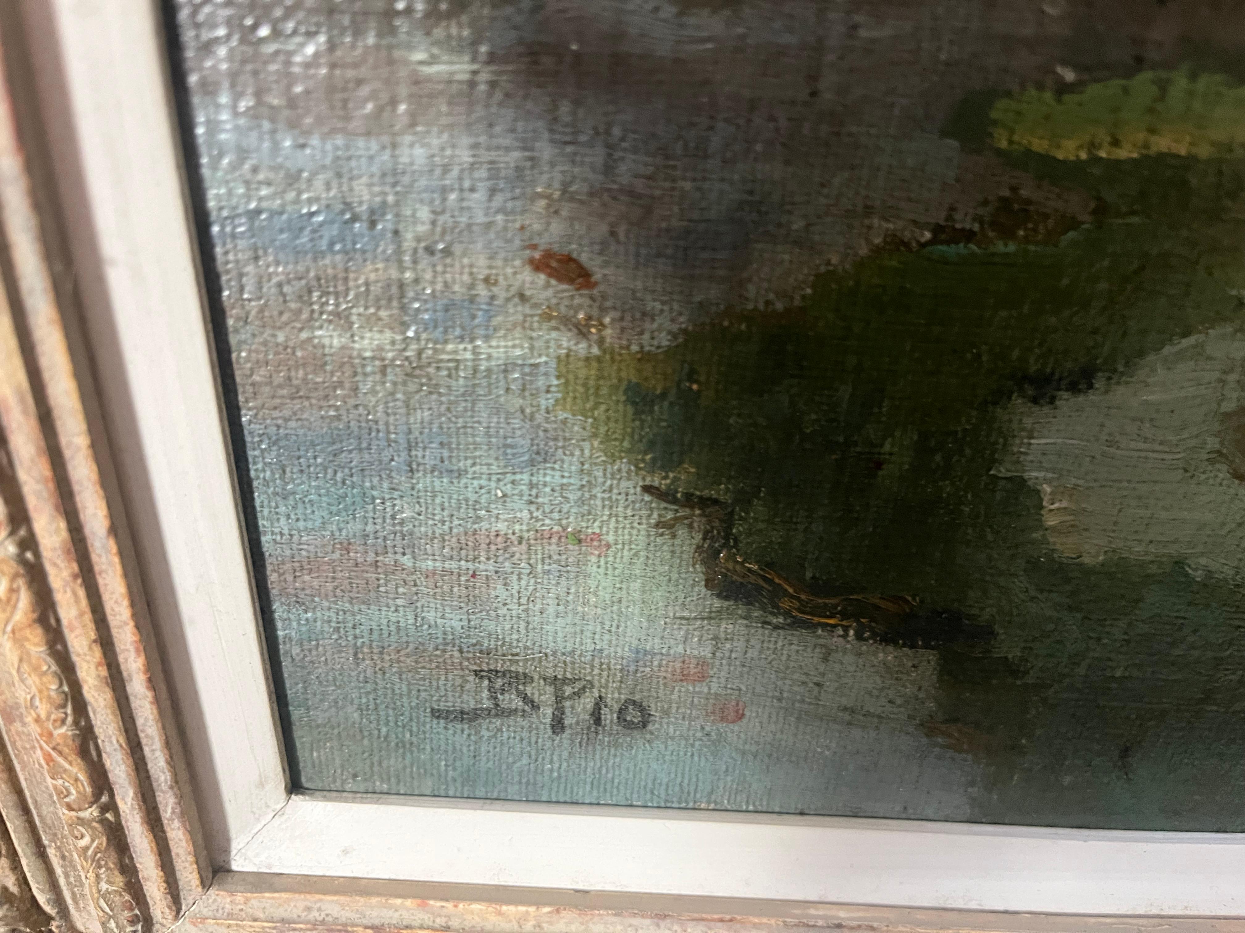 Frühes zwanzigstes Jahrhundert Impressionist Ölgemälde Landschaft von Ludlow Castle im Angebot 4