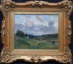 Wharfedale Landscape with Kilnsey Crag Yorkshire - British 1919 art oil painting