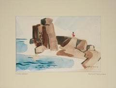 Vintage "Lonely Rocks" - Original 1958 Watercolor on Paper