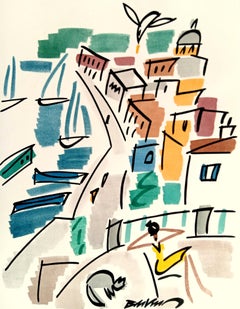 figurative "Siesta in Procida, on the Amalfi cost" watercolour ink on paper
