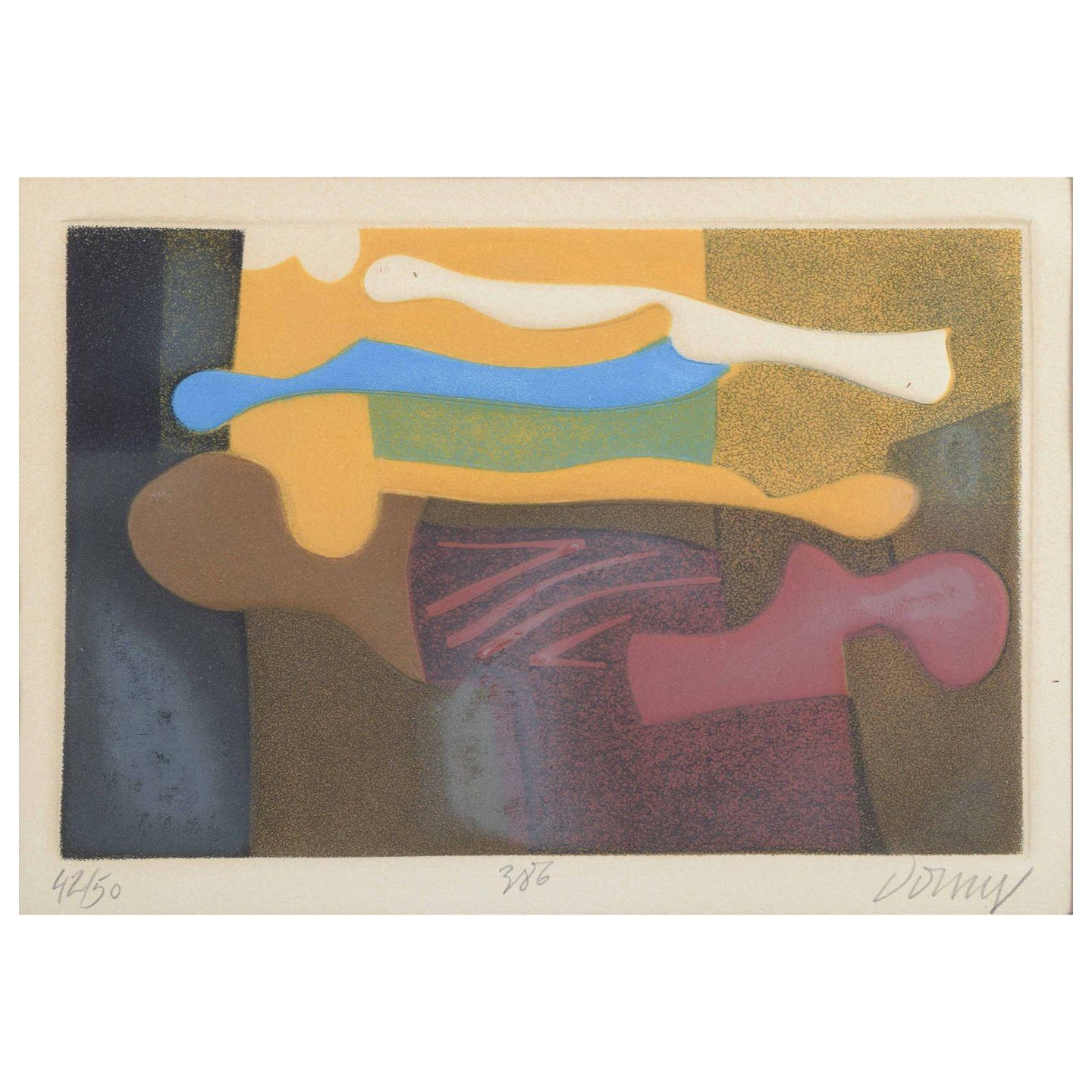 Bertrand Dorny, artiste français. Lithographie en couleur. Composition abstraite, années 1960 en vente
