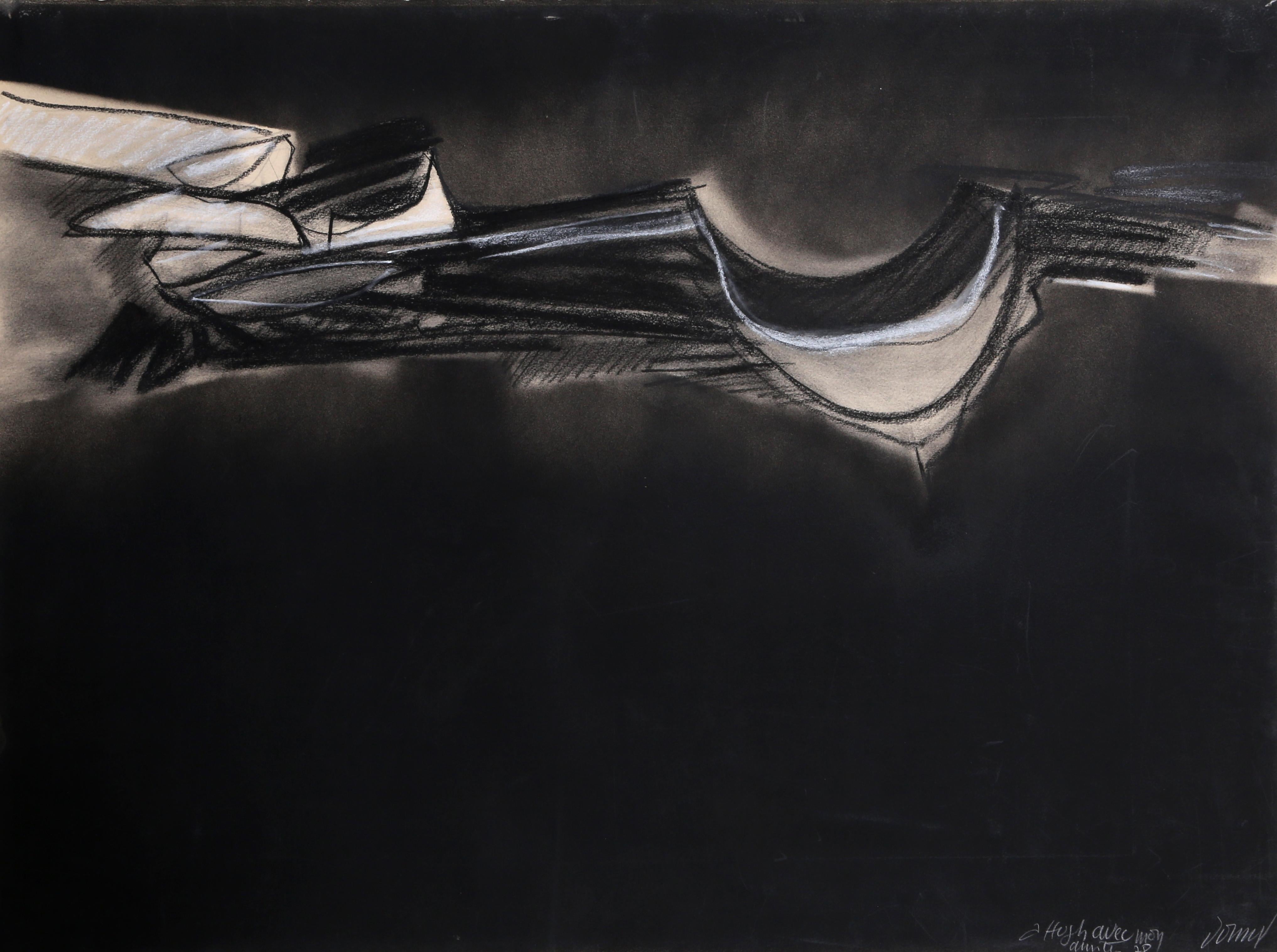 Artist: Bertrand Dorny, French (1931 -  )
Title: Untitled
Year: 1978
Medium:	Spray Paint with Charcoal and Conte Crayon on Paper, signed l.r.
Paper Size: 22 x 30 inches