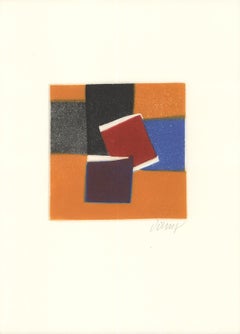 Bertrand Dorny-Essence II-14.25" x 10"-Etching-1974-Abstract-Multicolor, Orange