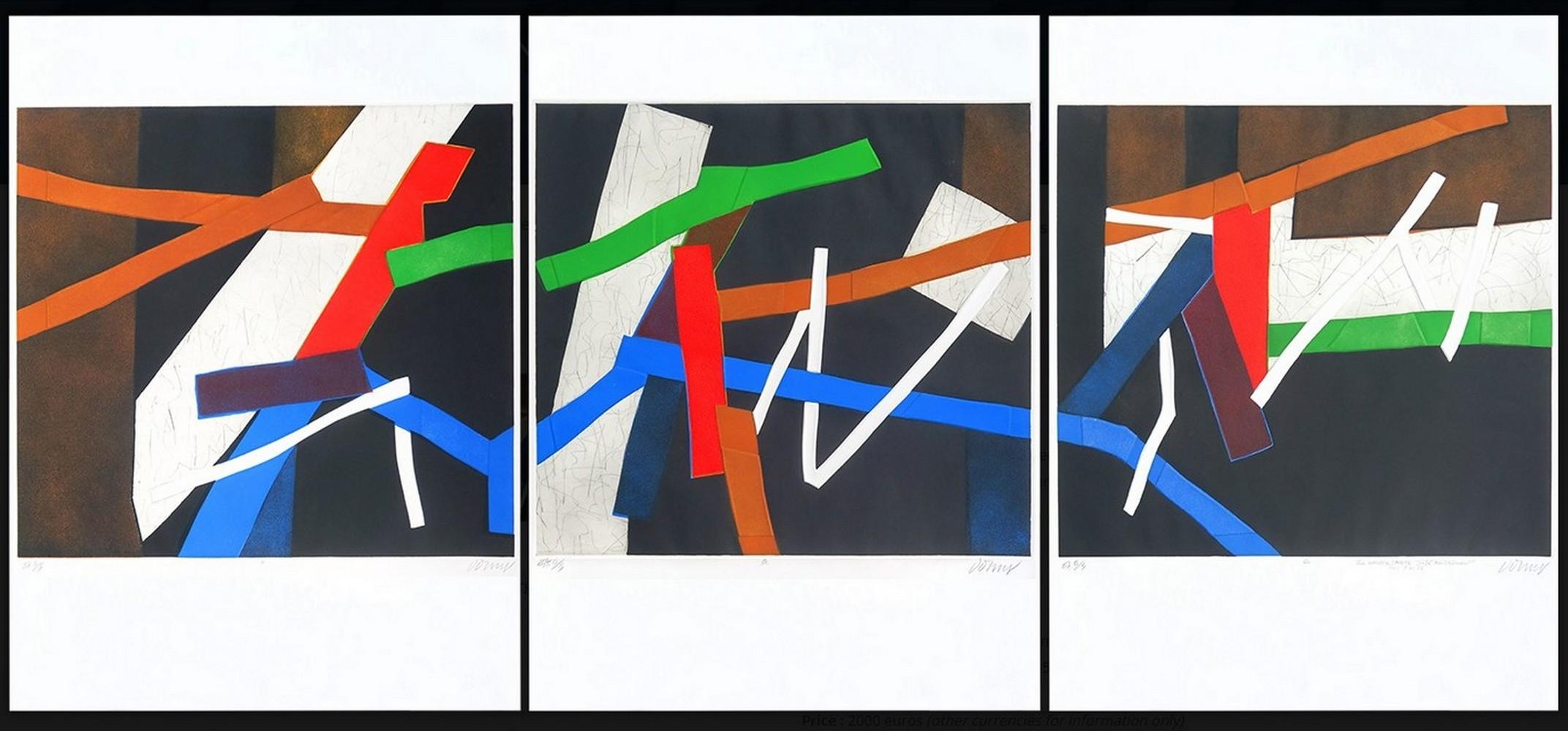 Bertrand Dorny Abstract Print - Triptych (A-B-C) 1986