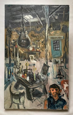 The Painter's Studio, Oil On Isorel, Large Format