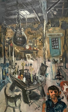 The Painter's Studio, Oil On Isorel, Large Format
