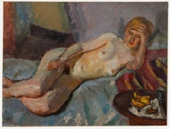 Bertrand Py (1895-1973) - Olio della metà del 20° secolo, Dimanche paresseux