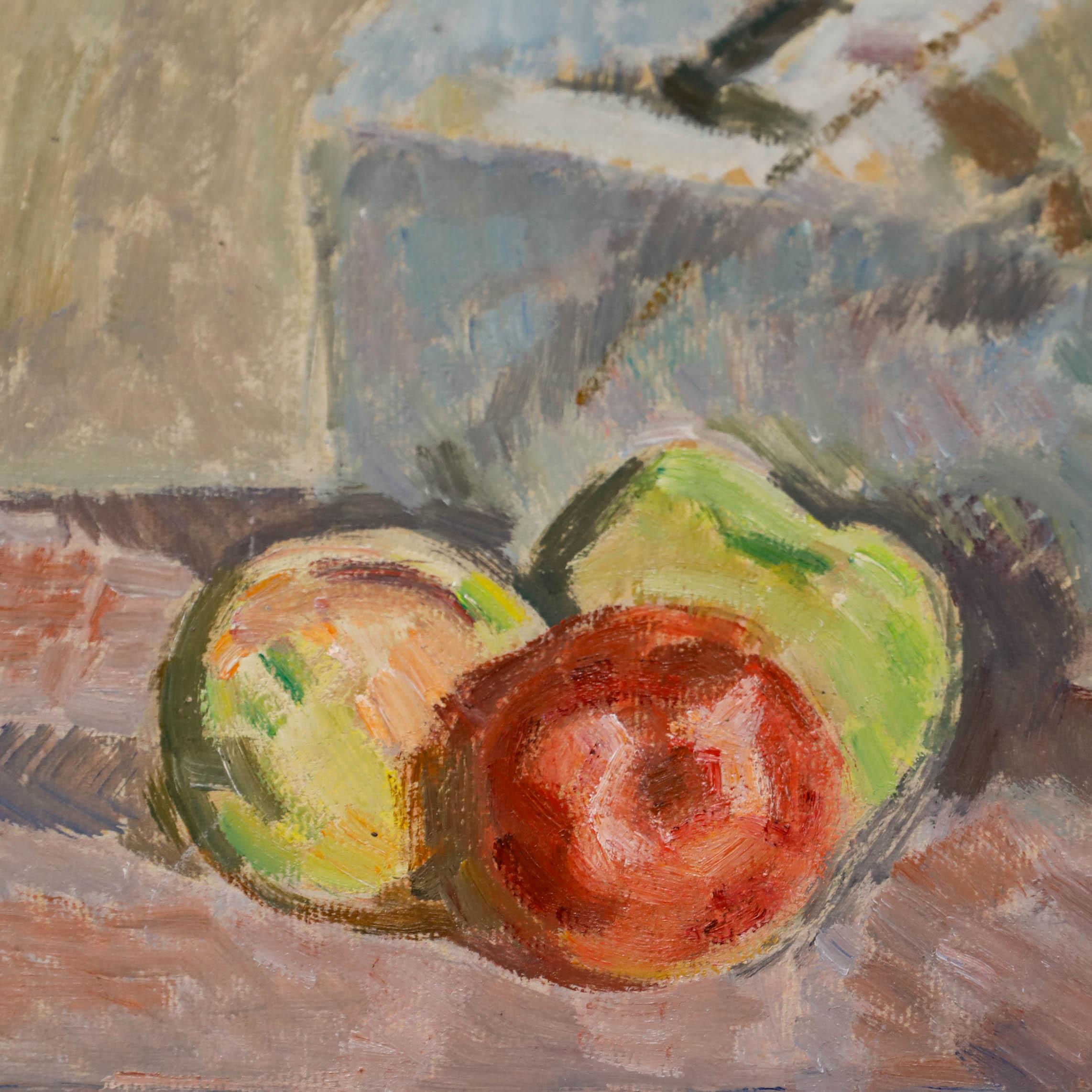 Bertrand Py (1895-1973) - Huile du milieu du 20e siècle, Nature morte aux trois pommes en vente 1