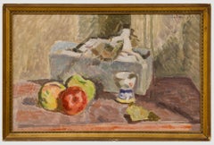 Bertrand Py (1895-1973) - Huile du milieu du 20e siècle, Nature morte aux trois pommes