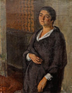 Bertrand Py (1895-1973) - Mid 20th Century Oil, The Purple Dress