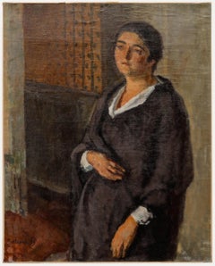 Bertrand Py (1895-1973) - Mid 20th Century Oil, The Purple Dress