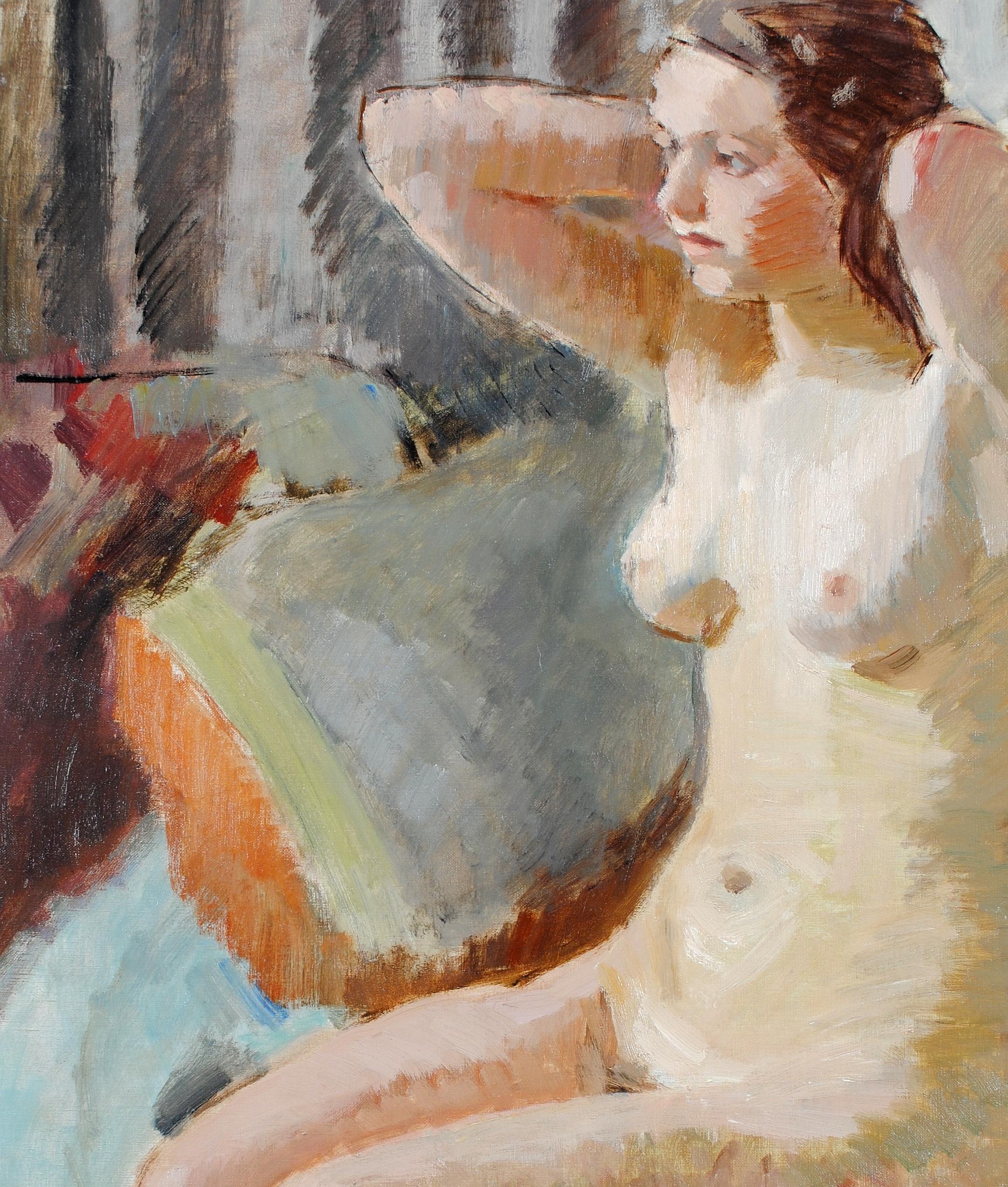 Ritratto di donna nuda - Quadro su tela francese post-impressionista degli anni '30 in vendita 1