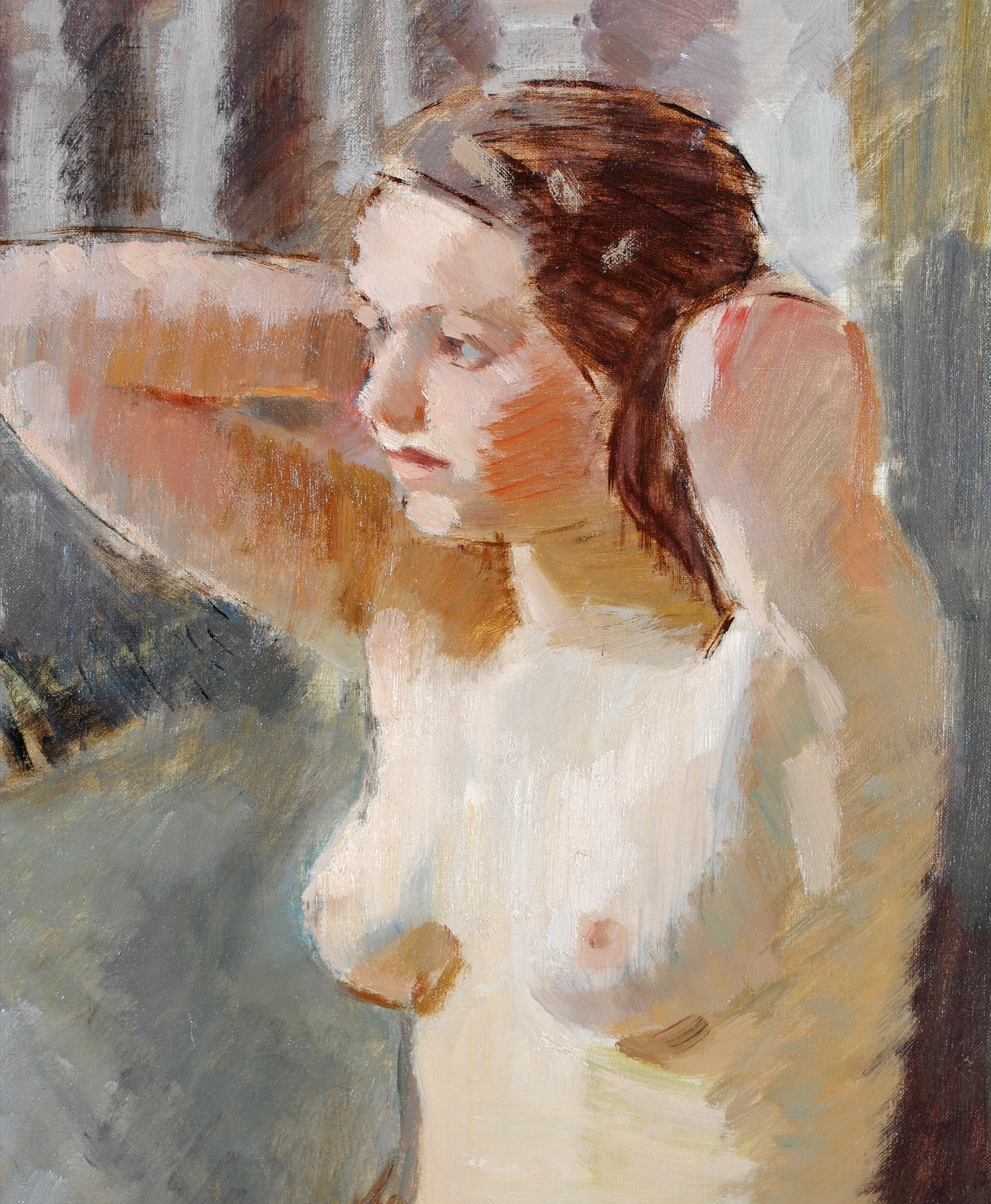 Ritratto di donna nuda - Quadro su tela francese post-impressionista degli anni '30 in vendita 2