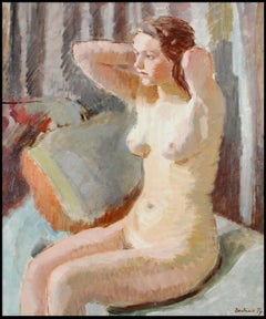 Retrato desnudo de una dama - Pintura al óleo postimpresionista francesa de 1930