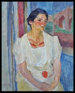 Portrait d'une femme - Peinture à l'huile sur toile post-impressionniste française des années 1930