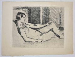 Nude Woman - Original Etching By Bertrand PY - 20th Century