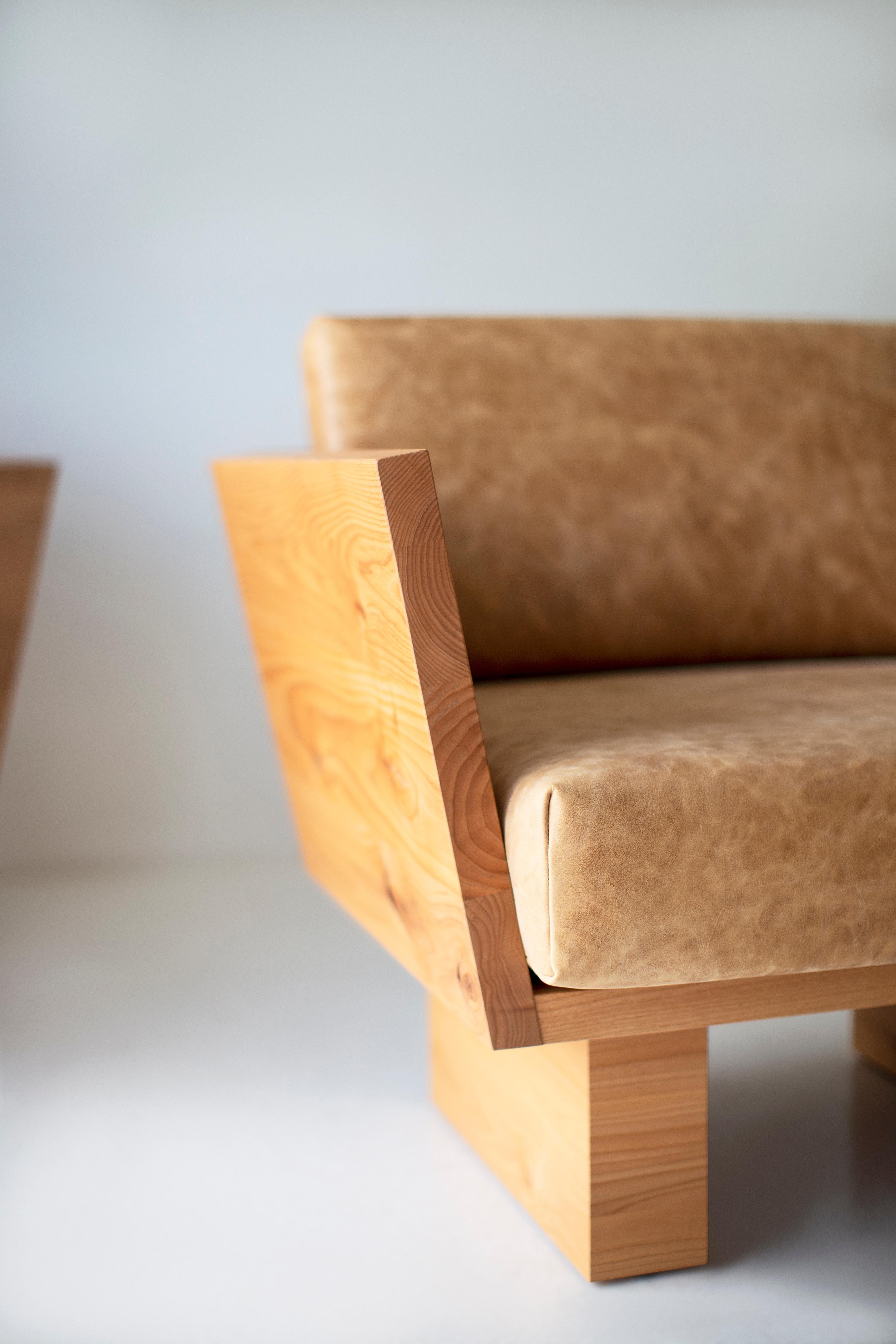 This Suelo® Arm Chair Leather is beautifully constructed from solid wood in Ohio, USA. This silhouette is simple, modern, and sleek with comfortable back and seat cushions. This is the perfect chair for any space, indoor or outdoor. The Suelo®