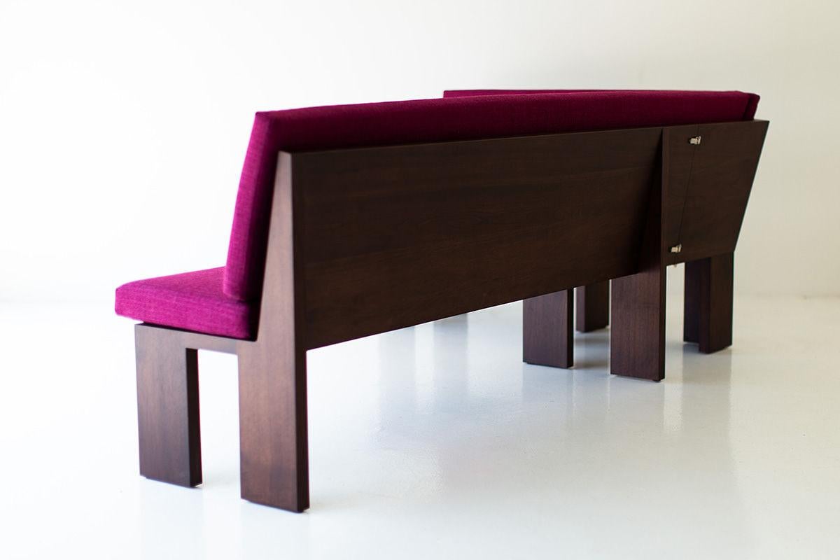 Bertu Banquette, Chili Modern Banquette, Customizable, Walnut Finish In New Condition For Sale In Oak Harbor, OH