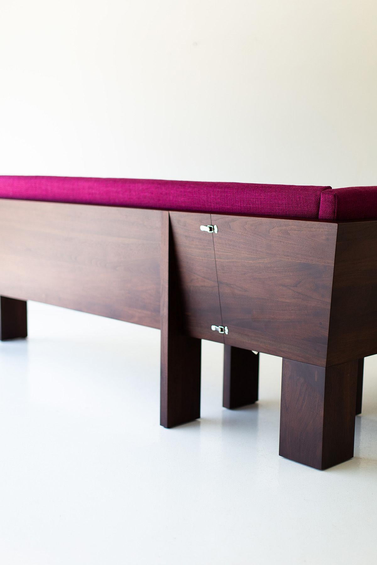 Contemporary Bertu Banquette, Chili Modern Banquette, Customizable, Walnut Finish For Sale