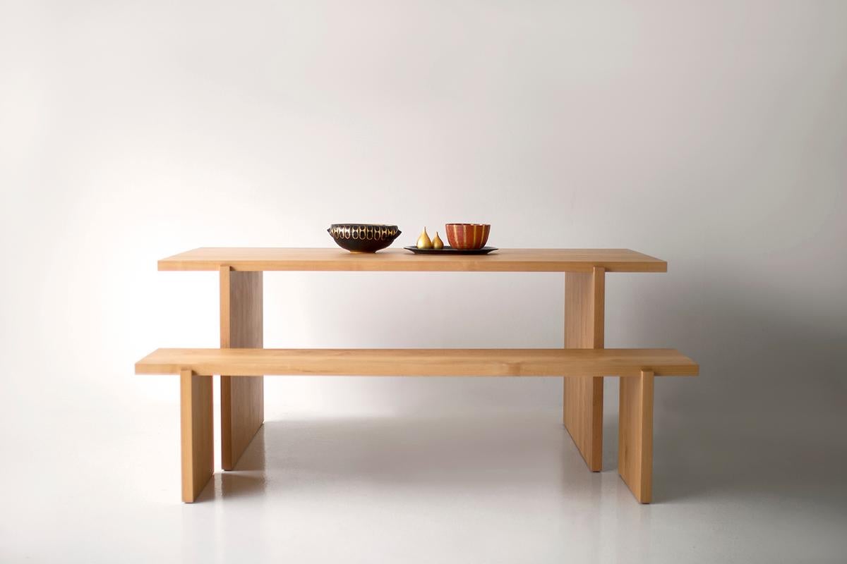 Bertu Benches, Rockefeller Modern Wood Bench, Clear Alder In New Condition For Sale In Oak Harbor, OH