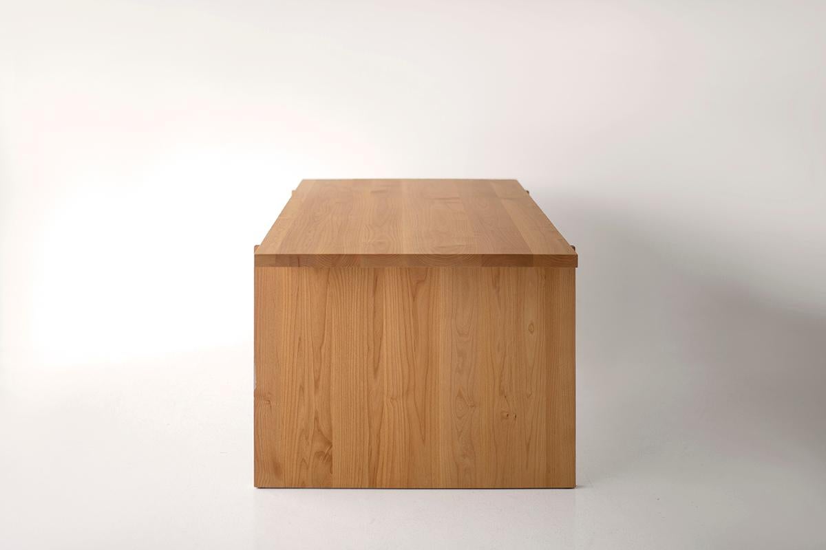 Contemporary Bertu Benches, Rockefeller Modern Wood Bench, Clear Alder For Sale
