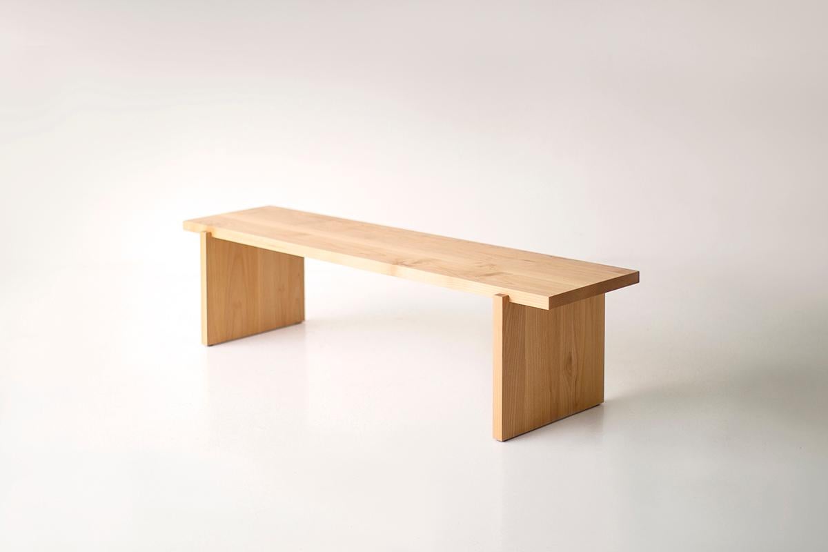 Bertu Benches, Rockefeller Modern Wood Bench, Clear Alder For Sale 1