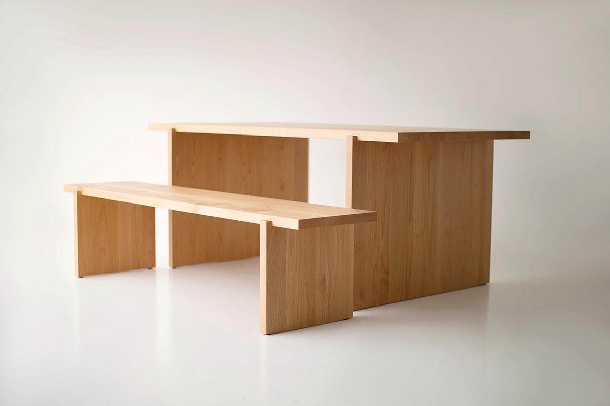 Bertu Benches, Rockefeller Modern Wood Bench, Clear Alder For Sale 2