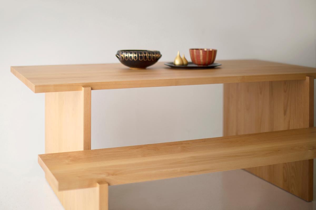 Bertu Benches, Rockefeller Modern Wood Bench, Clear Alder For Sale 3