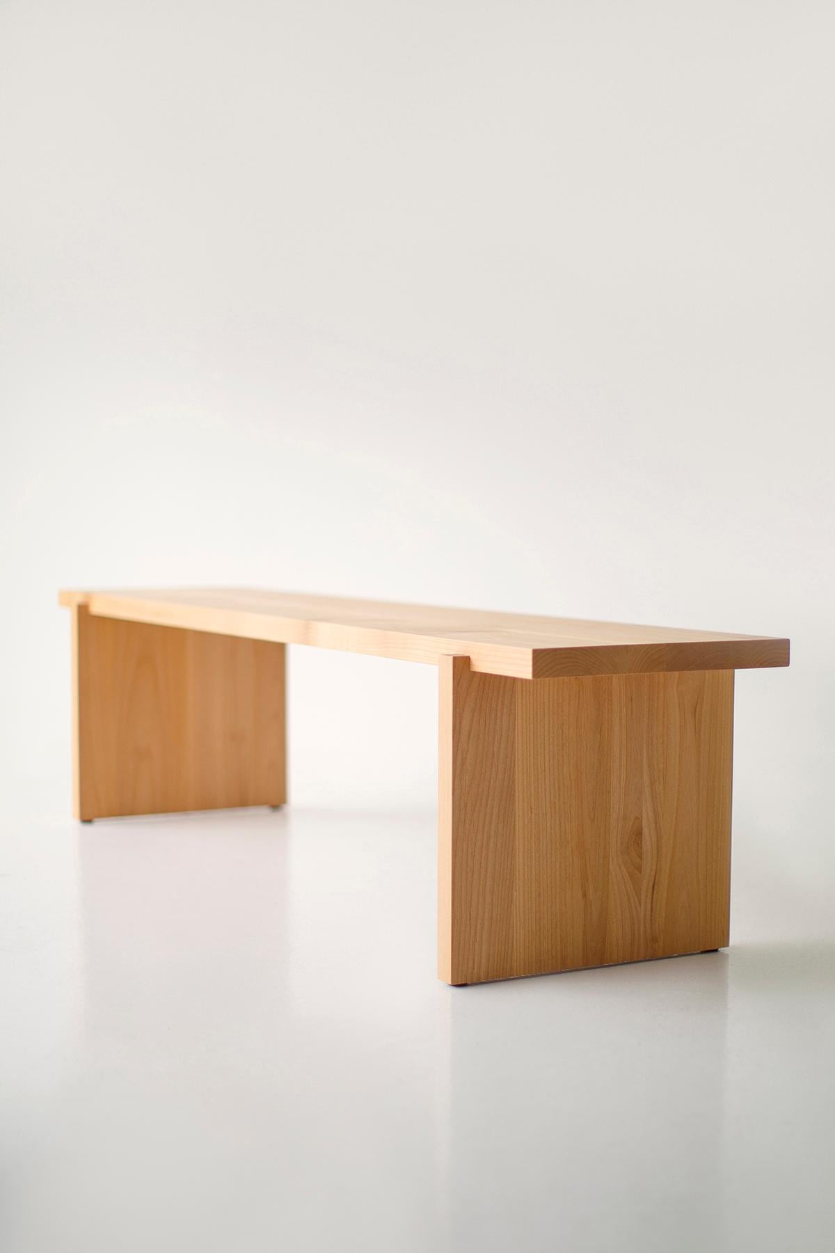 Bertu Benches, Rockefeller Modern Wood Bench, Clear Alder For Sale 4