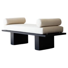 Bertu Benches, Suelo Modern Bench, Lumbar Pillows, Upholstered, White, Black