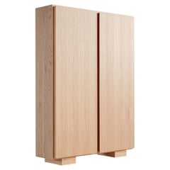 Bertu Cabinet, Carsen Modern Bleached Oak Storage Cabinet, White Oak