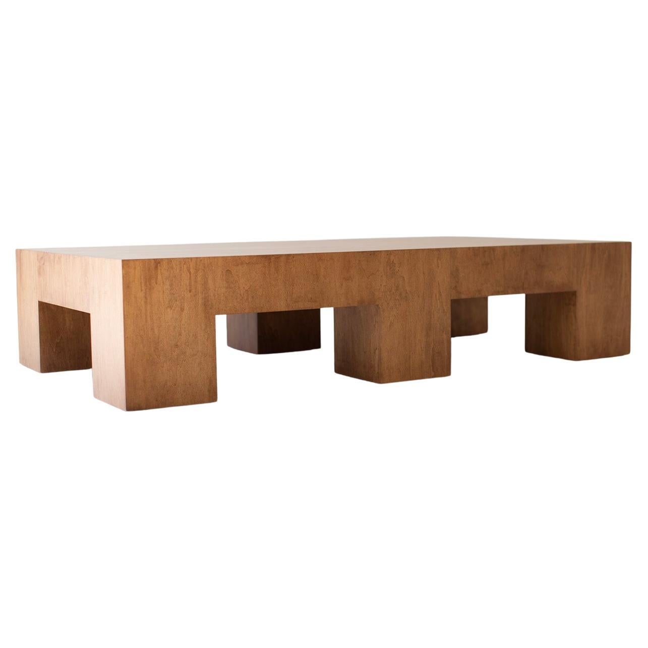 Tavolino Bertu, grande tavolino moderno, impiallacciato in acero, Mondo
