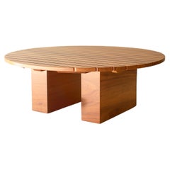 Bertu Coffee Table, Suelo Outdoor Round Coffee Table, Sapele Mahogany