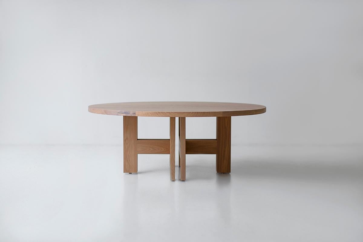 Quercia Tavolini Bertu, Tavolino Genesis White Oak, Rotondo, Rovere sbiancato in vendita