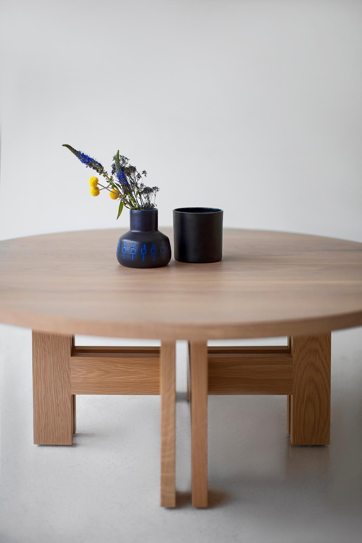 Tavolini Bertu, Tavolino Genesis White Oak, Rotondo, Rovere sbiancato in vendita 2