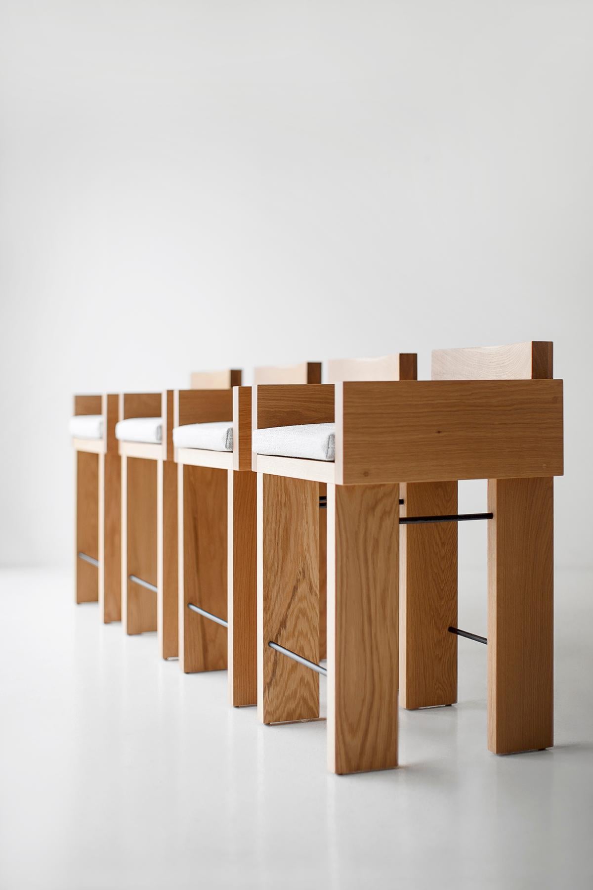 Bertu Counter Stools, White Oak Counter Stool, Arms, Chile Stool For Sale 4
