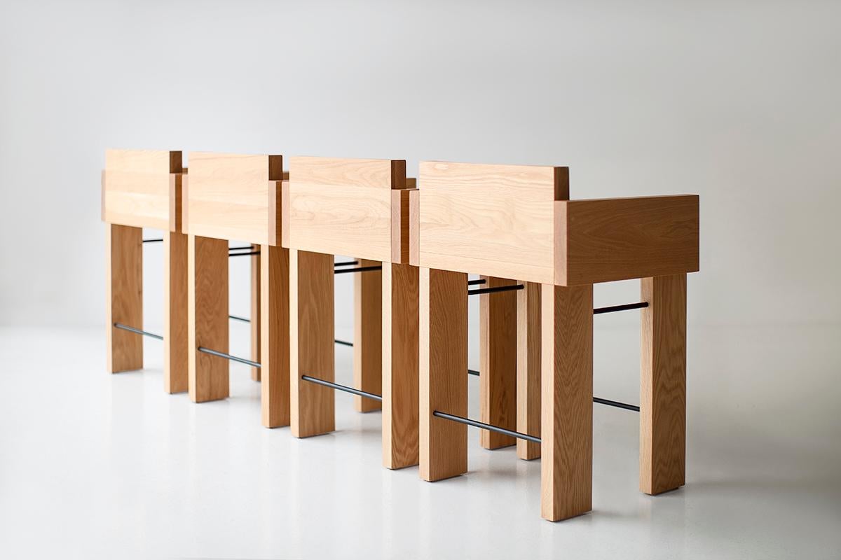 Modern Bertu Counter Stools, White Oak Counter Stool, Arms, Chile Stool For Sale