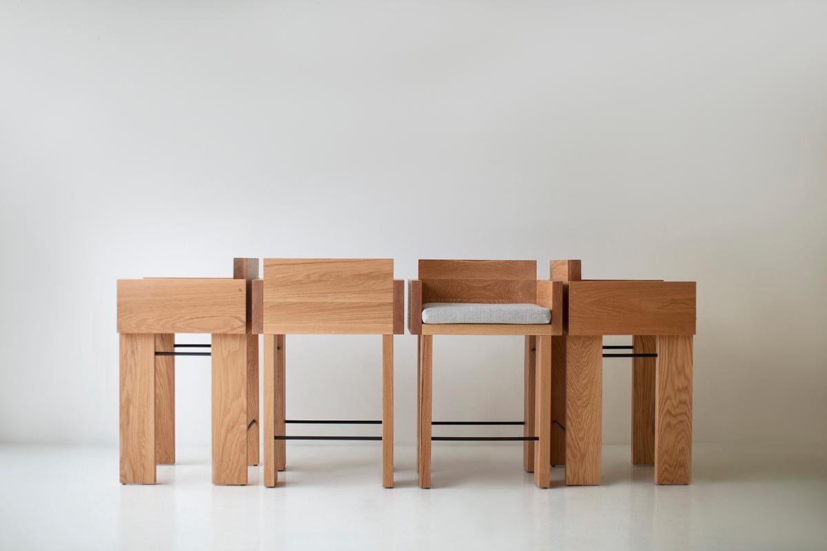 Bertu Counter Stools, White Oak Counter Stool, Arms, Chile Stool For Sale 1