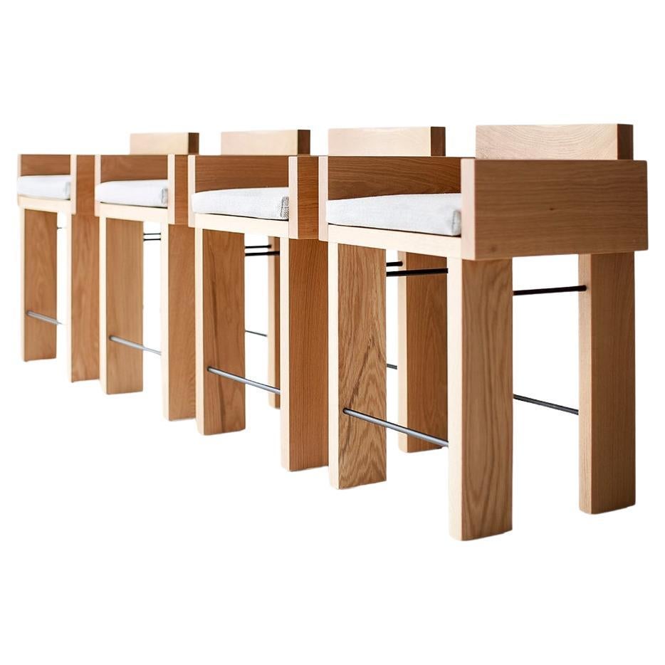 Bertu Counter Stools, White Oak Counter Stool, Arms, Chile Stool