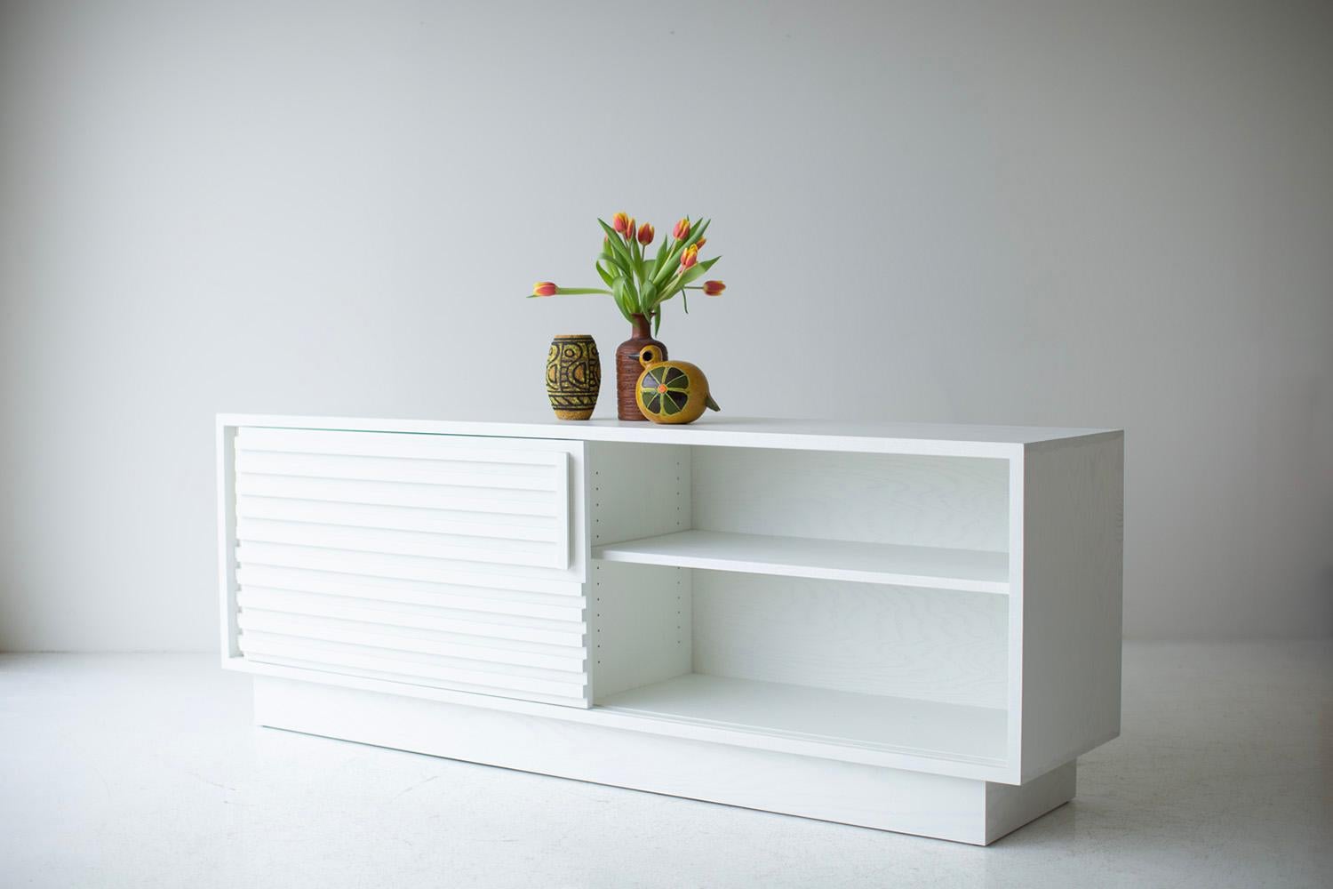 Hand-Crafted Bertu Credenzas, Cicely Quick Ship White Credenza  For Sale